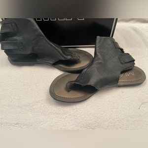Black leather sandals